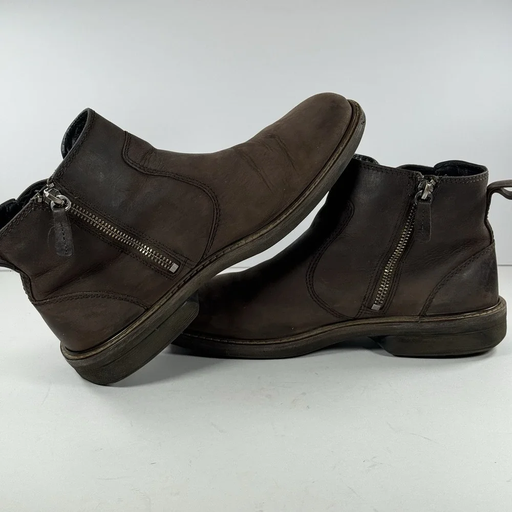 Ecco Turn GTX  Brown Leather Casual Classic Side Zip Chukka Boots‎ Men's Size 6